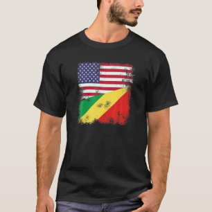 Half Congolese Flag Vintage Congo USA Gift T-Shirt