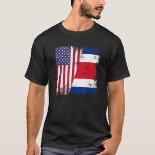 Half Costa Rican Flag Vintage Costa Rica USA Gift T-Shirt
