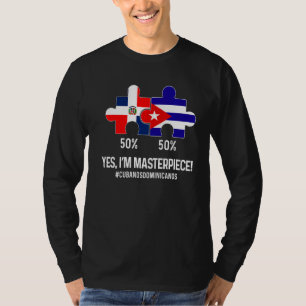 Half Cuban Half Dominican Flag Map Combined Cuba R T-Shirt