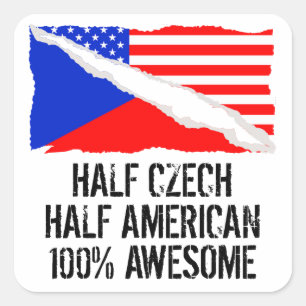 Half Czech Half American Awesome Square Sticker