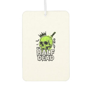 Half Dead Skull Halloween Vintage Engraving Shirt Car Air Freshener