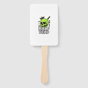 Half Dead Skull Halloween Vintage Engraving Shirt  Hand Fan