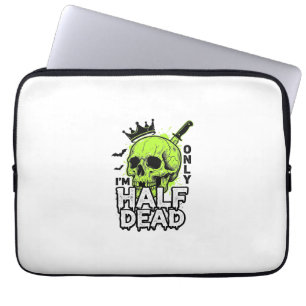 Half Dead Skull Halloween Vintage Engraving Shirt Laptop Sleeve