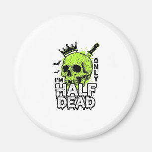 Half Dead Skull Halloween Vintage Engraving Shirt Magnet