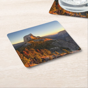 Half Dome at Sunset Detail - Yosemite Square Paper Coaster
