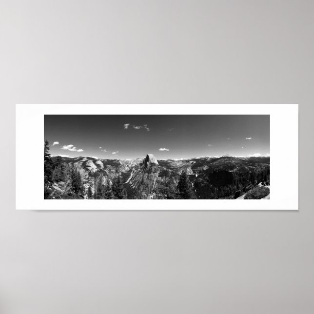 Half Dome from Glacier Point Black and White Photo Poster (Front)