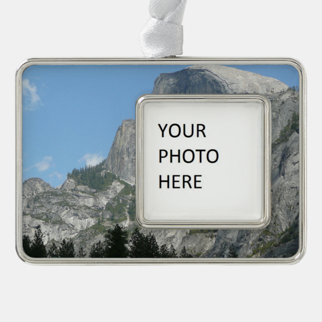 Half Dome from the Side in Yosemite National Park Silver Plated Framed Ornament (Front)