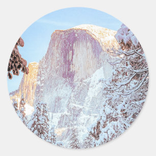 Half Dome in Winter, Yosemite, California Classic Round Sticker