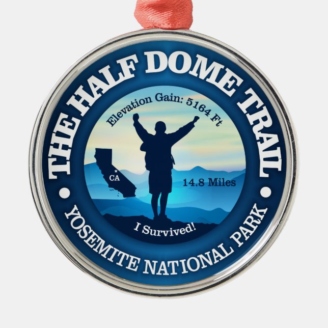Half Dome Trail (hiking) Metal Tree Decoration (Front)