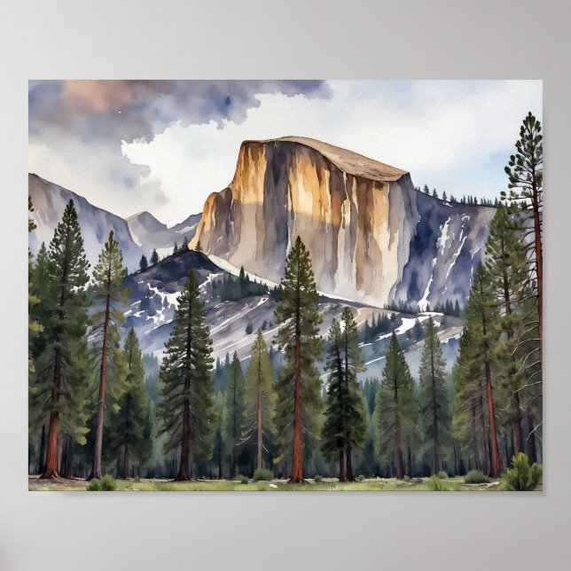 Half Dome Yosemite National Park Watercolor Poster (Front)