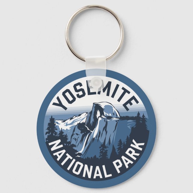Half Dome Yosemite Round Emblem Key Ring (Front)