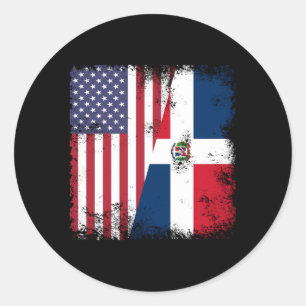 Half Dominican Flag Usa Classic Round Sticker