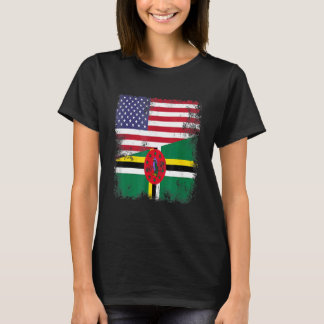 Half Dominican Flag  Vintage Dominica Usa T-Shirt