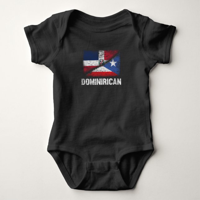 Half Dominican Half Puerto Rican Flag Dominirican Baby Bodysuit (Front)