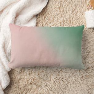 Half Emerald Half Pink AI art  Lumbar Cushion