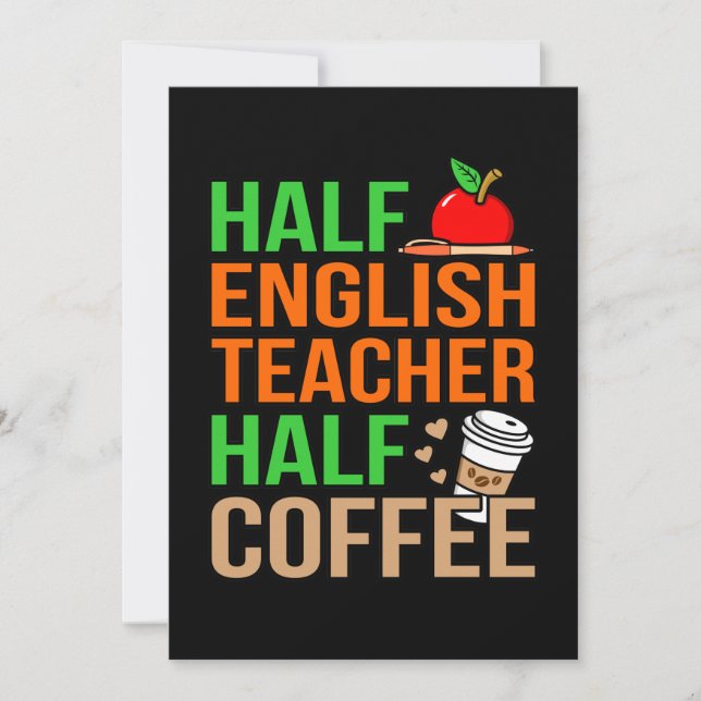 Half English Teacher Half Coffee Language Student Thank You Card (Front)