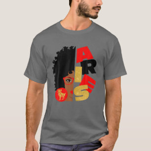 Half Face Aries Black Queen Birthday Gift Zodiac C T-Shirt