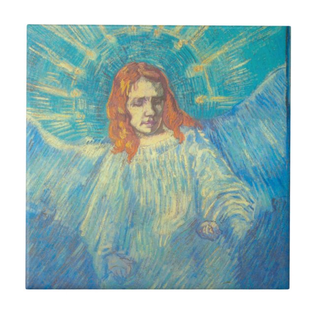 Half Figure of an Angel by Vincent van Gogh Tile (Front)