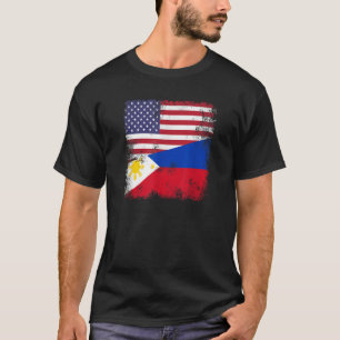 Half Filipino Flag Vintage Philippines USA Gift T-Shirt