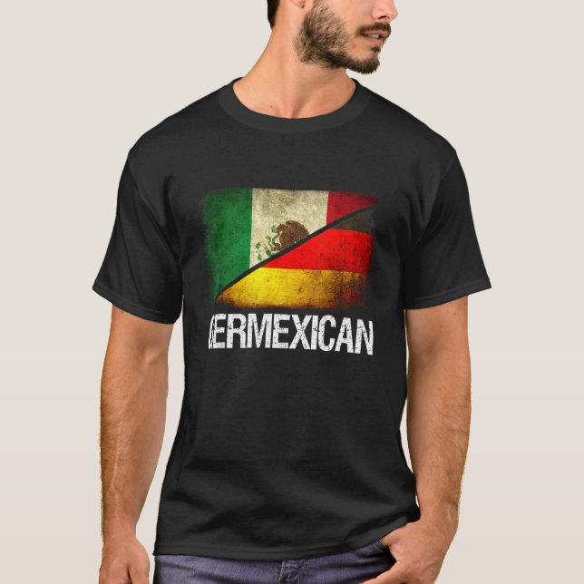 Half German & Half Mexican Flag Germexican Hispani T-Shirt (Front)