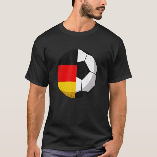 Half Germany Flag Half Football Soccer  Soccer Kid T-Shirt (Front)