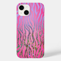 Half Glitter Pink Tiger Print