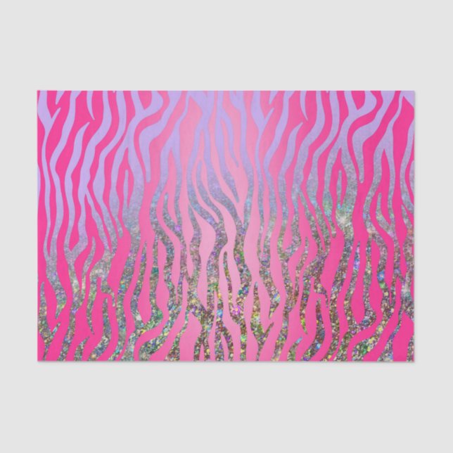 Half Glitter Pink Tiger Print Tissue Paper (Front)