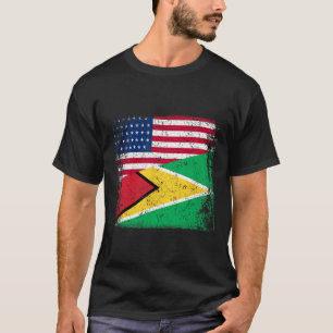 Half Guyanese Flag Vintage Guyana Usa T-Shirt