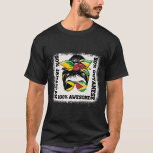 Half Guyanese Half Jamaican Messy Bun Guyana Jamai T-Shirt