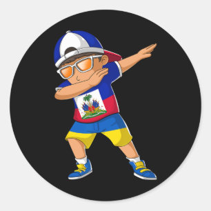 Half Haitian Half Ukrainian Boy Haiti Ukraine Flag Classic Round Sticker