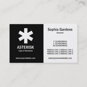 Half & Half (asterisk)- Black and White (Gold) Business Card