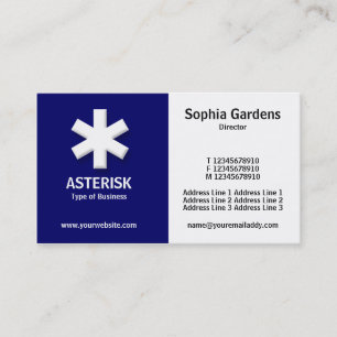 Half & Half (asterisk)- Dark Blue and White Business Card