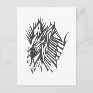 Half & Half Black White Abstract Tribal Tattoo Art Postcard