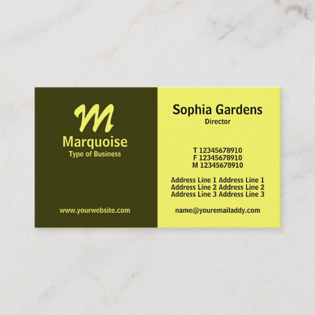 Half & Half - Brown and Yellow Business Card (Front)