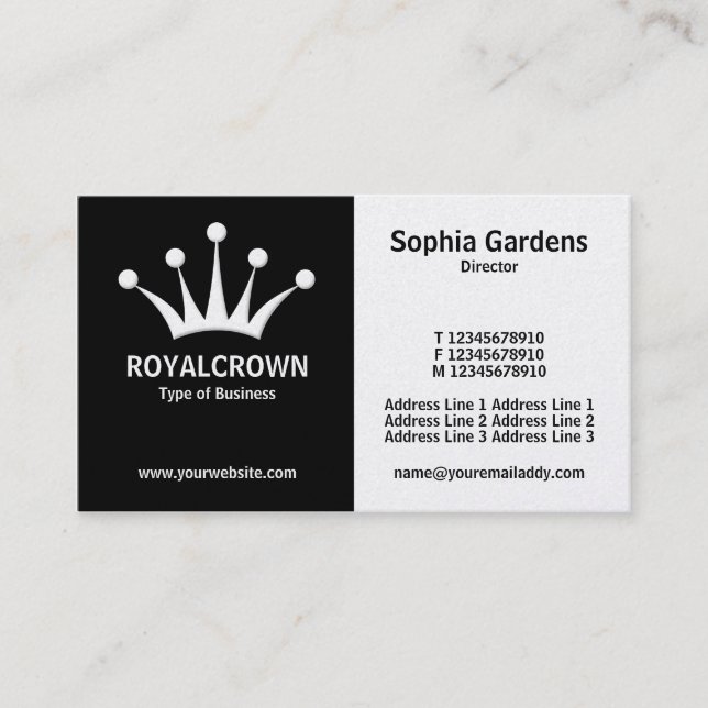 Half & Half (Crown) - Black and White (Platinum) Business Card (Front)
