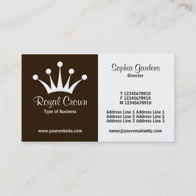 Half & Half (Crown) - Dark Brown (Gold) Business Card (Front)