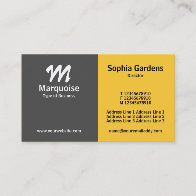 Half & Half - Grey and Amber Business Card (Front)
