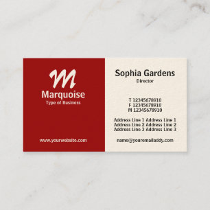 Half & Half - Maroon (Cream Card) Business Card