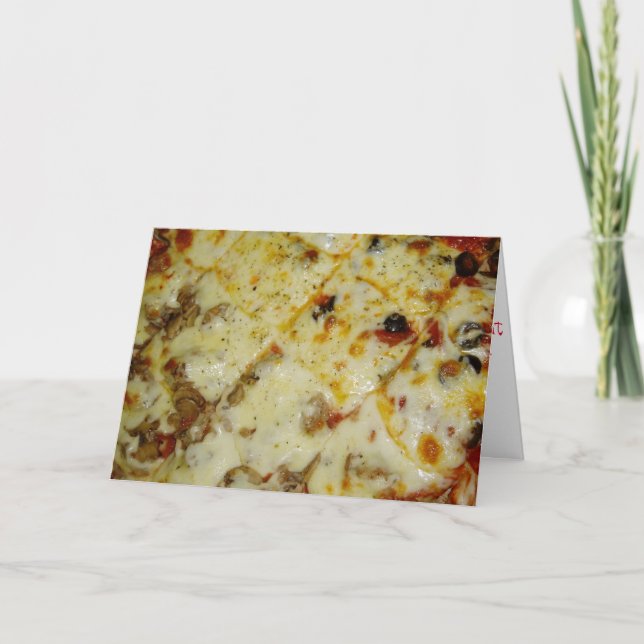 "Half & Half Pizza" Birthday Card (Front)