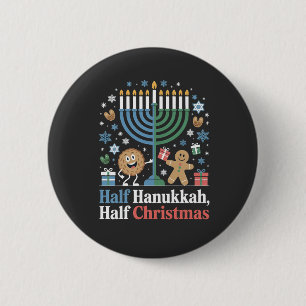Half Hanukkah Half Christmas Funny Christmukkah  6 Cm Round Badge
