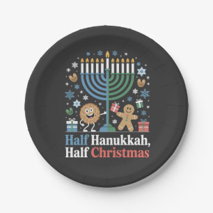 Half Hanukkah Half Christmas Funny Christmukkah Paper Plate