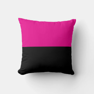 Half Hot Pink and Black Color Block Cushion