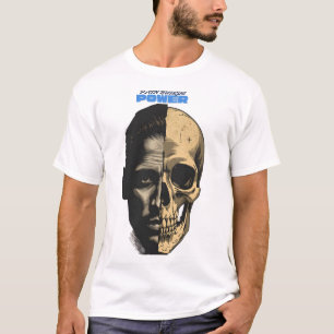 Half Human Half Skull Power Graphic T-Shirt