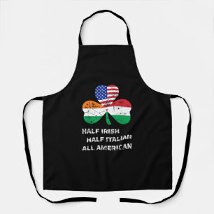 Half Irish Half Italian All American Flag Shamrock Apron