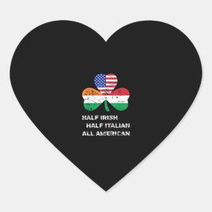 Half Irish Half Italian All American Flag Shamrock Heart Sticker