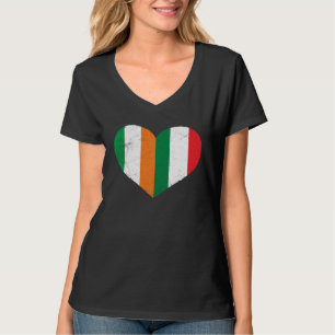 Half Irish Half Italian Heart Ireland Italy Irish  T-Shirt