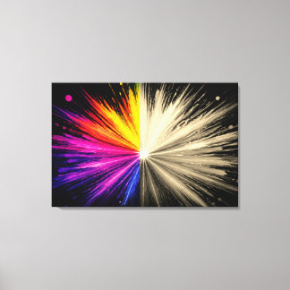 Half Is a Rainbow Of Colours Half Is Black + White Canvas Print