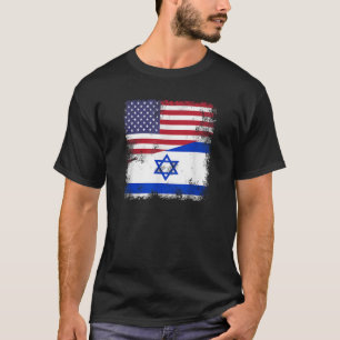 Half Israeli Flag Vintage Israel USA Gift T-Shirt