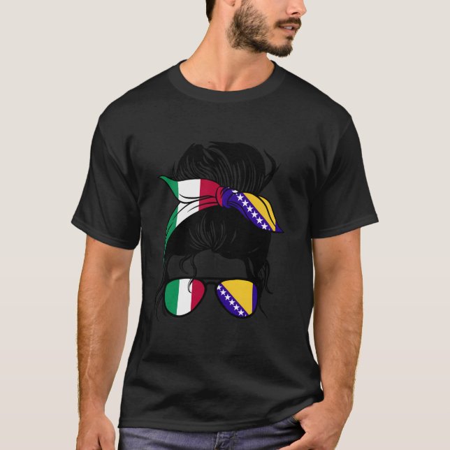 Half Italian Half Bosnian Italy And Bosnia Mix T-Shirt (Front)