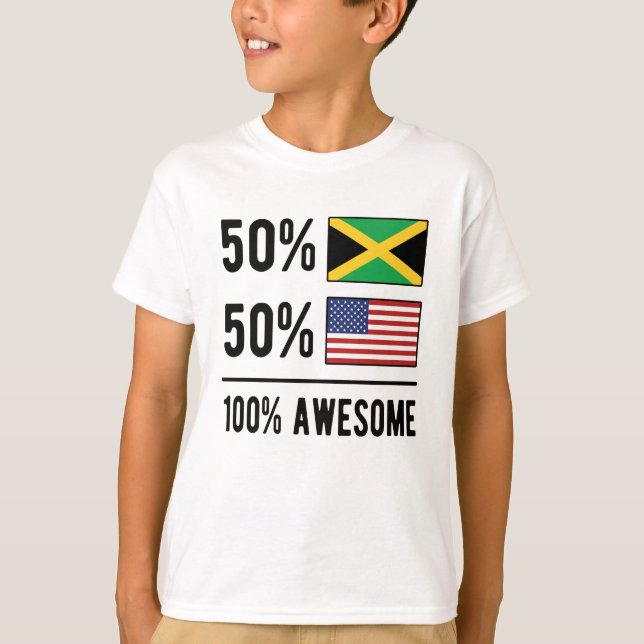 Half Jamaican Half American Flag USA Jamaica T-Shirt (Front)